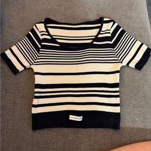 Alexander Wang Black and Cream Striped Knit